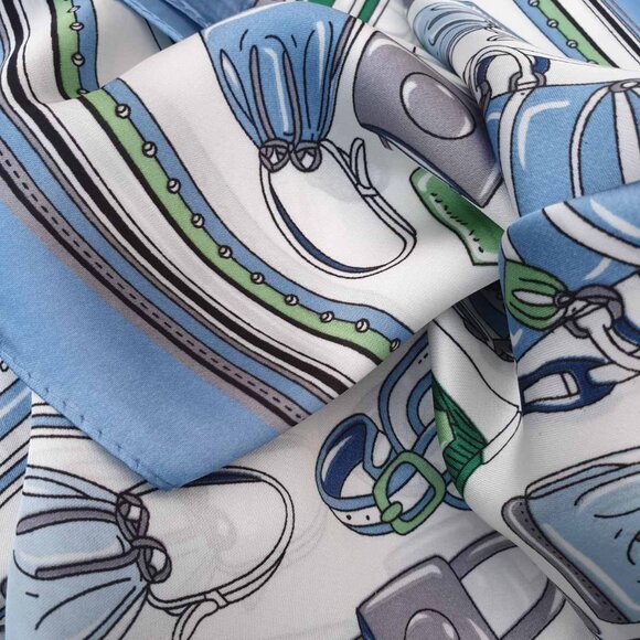 Fashion Square Scarf Blue Green Color Handbag Shawl Women Formal Wrap Accessory - Picture 2 of 4